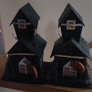Lightweight Glitter Halloween Houses 11" Height x 8" Width x 7" Depth